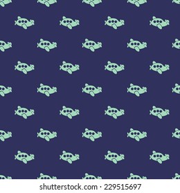 Background transport in vector. Cartoon seamless pattern with plane.