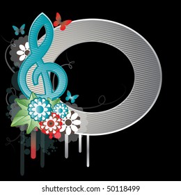 Background with Treble clef.Vector Illustration
