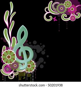  	Background with Treble clef.Vector Illustration