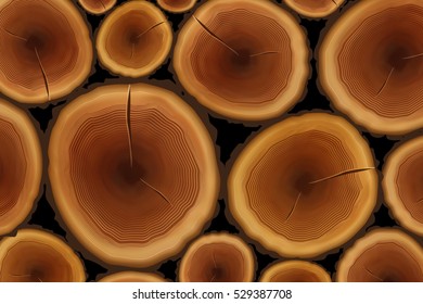 Background with tree trunk, round cut with annual rings.