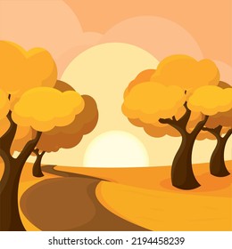 Background trees autumn vector illustration