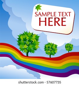 background with trees and color of rainbow