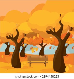 Background trees park autumn vector illustration
