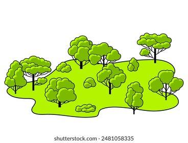 Background with trees. Spring or summer stylized plants.