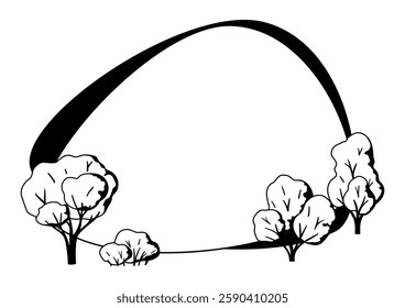 Background with trees. Spring or summer stylized plants.