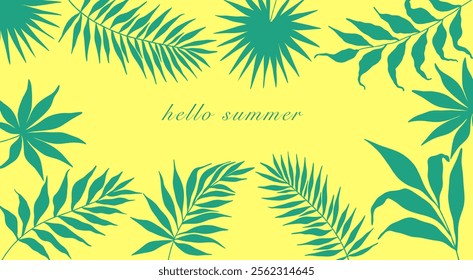 background with trees. summer background with palm trees. Horizontal poster, greeting card, for website