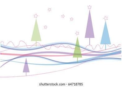 background with trees. Vector illustration