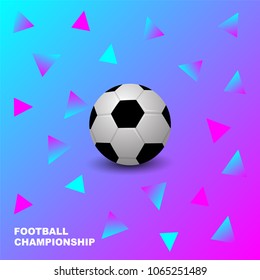 Background trend for the soccer or football championship. Vector ball. Futuristic template for design cards, poster, gift cards, flyers, brochures and cover. Tournament or Competition background.
