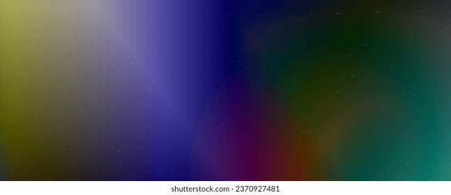 Fondo con degradado y ruido de moda. colores irrisorios. Resplandor de lentes, textura superpuesta. Banner vectorial con polvo y transición de color suave.