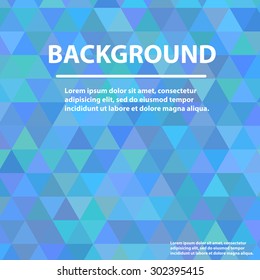 Background with triangles, blue tint, pixels, vector.