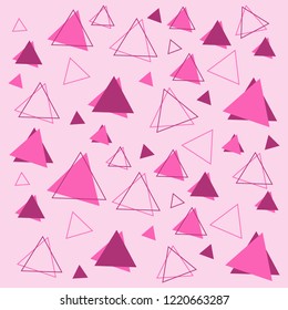 Background. The triangles are pink and purple. On a pink background. Vector illustration. Flat design for business financial marketing banking advertising web concept cartoon illustration.