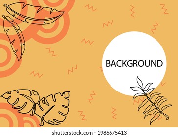 Background tropical botanical and flower, vector illustration. banner illustration, pastel color, memphis