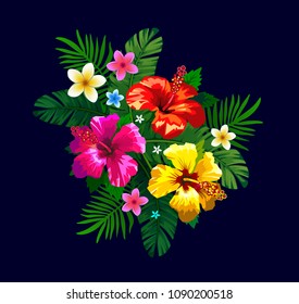 Background with tropical flowers