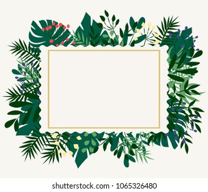 background of tropical leaf.vector illustration with green leaves. green tropical background in watercolor style. Vector natural, Botanical, elegant pattern.
