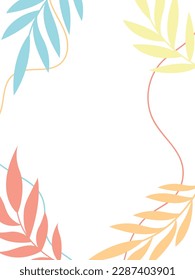 Background with tropical leaves, plants and flowers for banners, posters and greeting cards. vector illustration. Boho foliage, botanical tropical leaves and floral pattern for summer sale banners