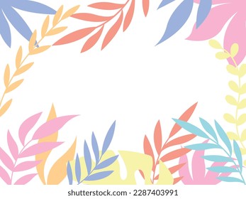 Background with tropical leaves, plants and flowers for banners, posters and greeting cards. vector illustration. Boho foliage, botanical tropical leaves and floral pattern for summer sale banners