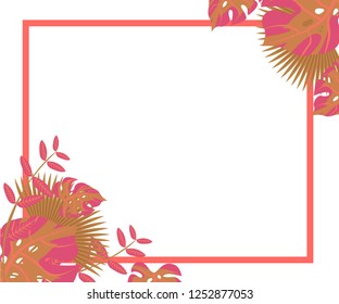 
background tropical leaves plastic pink, flower frame monstera ufo green, invitation card monstera proton purple 