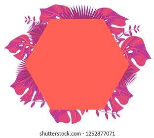 
background tropical leaves plastic pink, flower frame monstera ufo green, invitation card monstera proton purple 