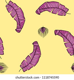 Background of tropical leaves. Tropical seamless pattern with leaves.