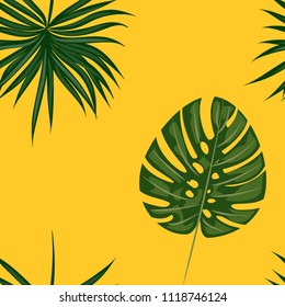 Background of tropical leaves. Tropical seamless pattern with leaves.