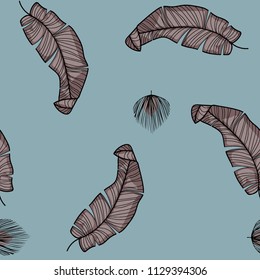 Background of tropical leaves. Tropical seamless pattern with leaves.