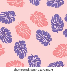 Background of tropical leaves. Tropical seamless pattern with leaves.