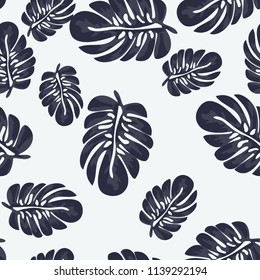 Background of tropical leaves. Tropical seamless pattern with leaves.