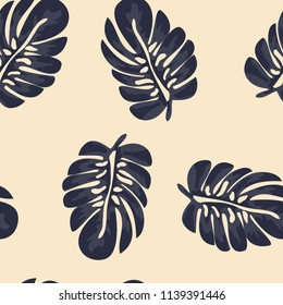 Background of tropical leaves. Tropical seamless pattern with leaves.