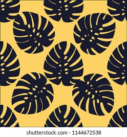 Background of tropical leaves. Tropical seamless pattern with leaves.