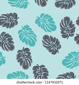 Background of tropical leaves. Tropical seamless pattern with leaves.