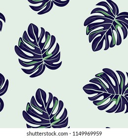 Background of tropical leaves. Tropical seamless pattern with leaves.