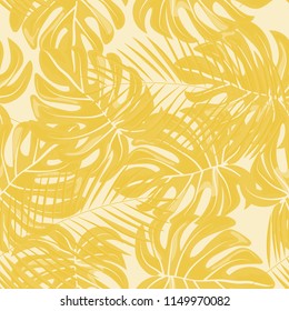 Background of tropical leaves. Tropical seamless pattern with leaves.
