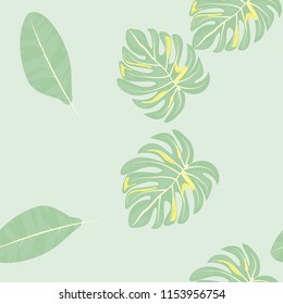 Background of tropical leaves. Tropical seamless pattern with leaves.
