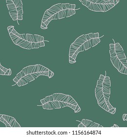 Background of tropical leaves. Tropical seamless pattern with leaves.