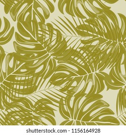 Fondo de hojas tropicales. Patrón tropical sin fisuras con hojas.