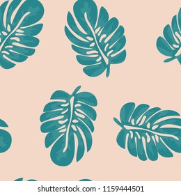 Background of tropical leaves. Tropical seamless pattern with leaves.