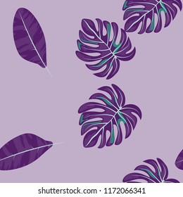 Background of tropical leaves. Tropical seamless pattern with leaves.