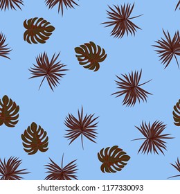 Background of tropical leaves. Tropical seamless pattern with leaves.
