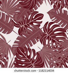 Background of tropical leaves. Tropical seamless pattern with leaves.