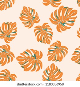 Background of tropical leaves. Tropical seamless pattern with leaves.