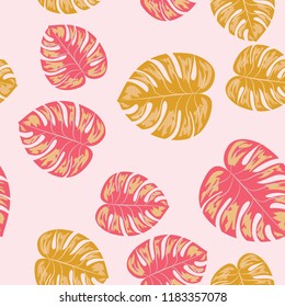 Background of tropical leaves. Tropical seamless pattern with leaves.