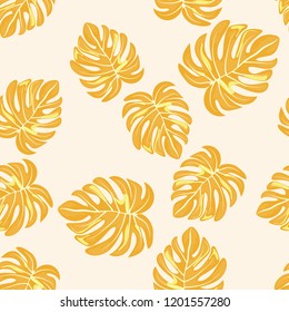 Background of tropical leaves. Tropical seamless pattern with leaves.