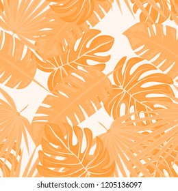 Background of tropical leaves. Tropical seamless pattern with leaves.