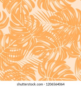 Background of tropical leaves. Tropical seamless pattern with leaves.