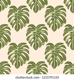 Background of tropical leaves. Tropical seamless pattern with leaves.