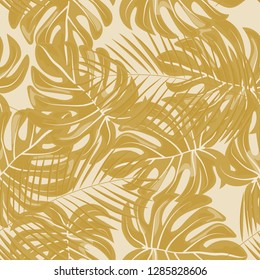 Fondo de hojas tropicales. Patrón tropical sin fisuras con hojas.