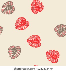 Background of tropical leaves. Tropical seamless pattern with leaves.
