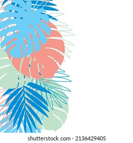Fondo con hojas tropicales. Adecuado para banner, tarjeta. Gráficos vectoriales.