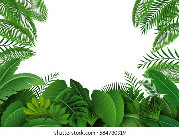 Background of Tropical Leaves. Suitable for nature concept, vacation, and summer holiday. Vector Illustration