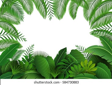 Background of Tropical Leaves. Suitable for nature concept, vacation, and summer holiday. Vector Illustration